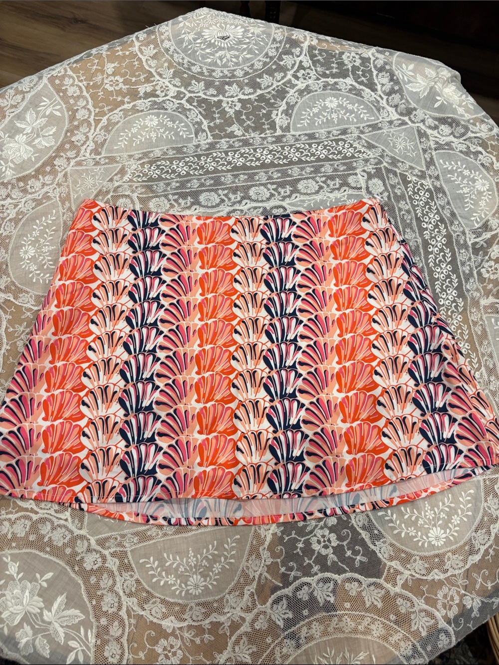 Stylish Coral-Pink Printed Mini Skirt
